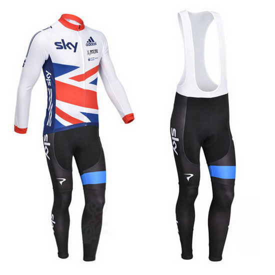 2013 Maillot sky Tirantes Mangas Largas Blanco Y nosso